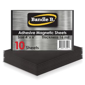 Bandle B. أوراق مغناطيسية، مقاس 10.16 سم × 15.24 سم، عبوة من 10 قطع. أوراق مغناطيسية مرنة مع دعامة لاصقة. مغناطيس صور سهل. سماكة 16 مل.