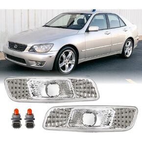 USR 00-05 IS 300 Side Marker Lights Sets - Combo Front + Rear Bumper Sidemarker Lamps (4 Pieces – Left & Right) - Compatible with 2000-2005 Lexus IS200 / IS300 (Smoke Lens, Plug & Play Ready)