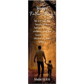 Happy Father's Day Father and Son Bible Verse Bookmarks Religious Christian Dads Malachi 4:6 for Churches He Shall Turn The Heart of The Fathers to The Children Made in USA Bulk 100 Count