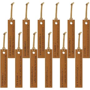 Geyee 12 Pcs Christian Bookmark Bible Verse Leather Bookmark Bible Bookmark Inspirational Christian Gifts for Men Women Book Lover Prayer Father's Day