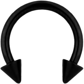 Forbidden Body Jewelry 16g 8mm Septum Spiked Horseshoe Ring, IP Plated Surgical Steel, 3mm Spikes