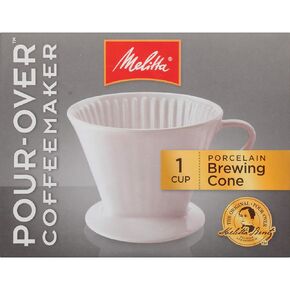 Melitta Porcelain Single-Cup Pour-Over Coffee Brewer, White, Pack of 4
