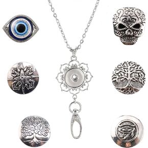 SUNNYCLUE 1 Box ID Badge Lanyard Snap Button Lanyards Flower Rhinestone Lanyard Necklace Badges Holder Kit Interchangeable Lanyards Stainless Steel Chain Cute Office Badge Holder Breakaway for Women