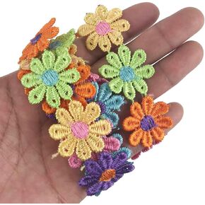 MMvolesy 2 Yards 25mm Colorful Daisy Flower Lace Trim Knitting Wedding Embroidered DIY Handmade Patchwork Ribbon Sewing Supplies Crafts