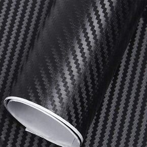 12" X 78" Carbon Fiber Decal 3D Wrap Vinyl Film Sheet Air-Release Adhesive Roll for Auto Car Truck Art Deo (BBlack)