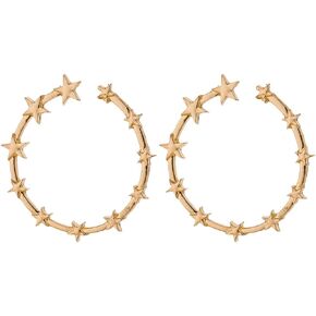 Star Hoop Earrings for Women 18K Gold Plated Silver Pentagram Shooting Lucky Star Earrings for Girls Party Jewelry