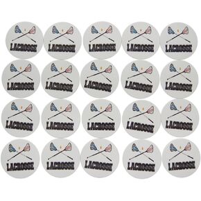 Lacrosse Sports Vinyl Stickers - 2" Round Individual Decals for Laptop, Water Bottle, Party Favors, & Decor - Adheres to Clean Surfaces & Waterproof (20 Pack)