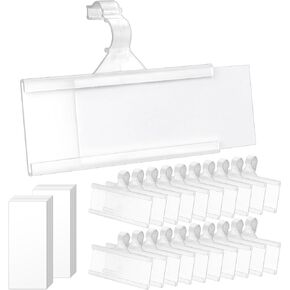 25Pcs Wire Shelf Label Holder, Reusable Plastic Shelf Tags for Pantry Retail Shopping Mall Store Supermarket Wire Shelving UPC Price Display Easy Clip Design Tight Snap Lock Closure 1-1/4" H X 3" W