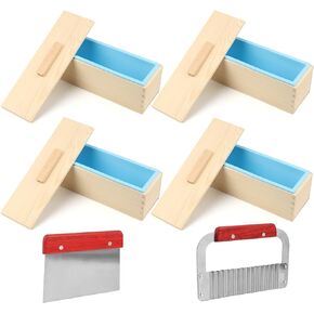 Premium Soap Making Kit with 4 Set 42oz Silicone Moldss & Two Cutter, Complete Crafting Set for Pour or Cold Process Soap, by GNIEMCKIN