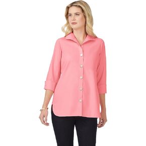 Foxcroft Women's Pandora 3/4 Sleeve Solid Pinpoint Tunic