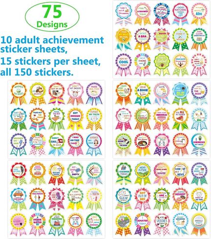 150Pcs Achievement Stickers for Adults Funny Adult Stickers Gag Gifts White Elephant Gifts for Adults Coworkers Friends 75 Designs in Saudi Arabia