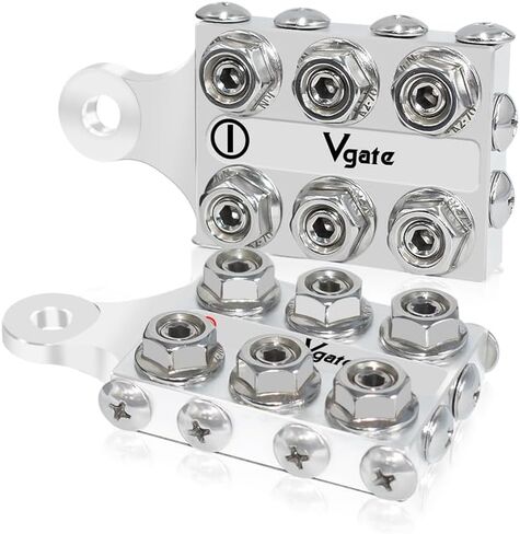 Vgate Battery Terminal Connector，16-Way Post Terminal Ends Distribution Block Bus Bar, 8AWG up to 4/0(XL) AWG Gauge, for Lithium or AGM Lead Acid Battery, M8 or 5/16"-18 in Kuwait
