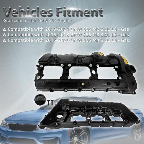 11127846359 غطاء صمام المحرك يناسب S55 BMW 3.0L L6، M2 2019-2021، M3 2015-2018، M4 2015-2020 مع حشية ومسامير استبدال # 11-12-7-846-359 in Saudi Arabia
