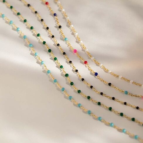 Boho Beaded Choker Necklaces for Women Trendy Gold Chain Necklace Dainty Gold Necklace Cute Rainbow Necklaces for Teen Girls in Saudi Arabia