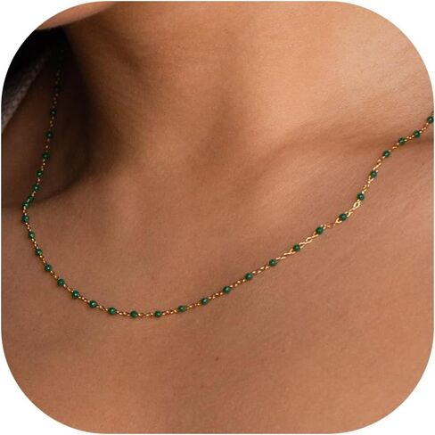 Boho Beaded Choker Necklaces for Women Trendy Gold Chain Necklace Dainty Gold Necklace Cute Rainbow Necklaces for Teen Girls in Kuwait