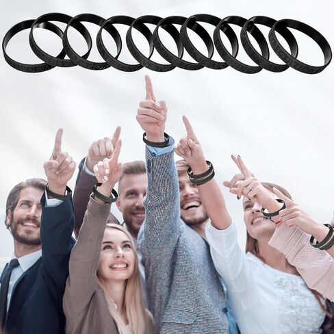 100 Pcs Motivational Wristbands Bulk Black Inspirational Silicone Bracelets Stretch Rubber Wristbands for Women Men Teens Gift, 10 Styles in Kuwait