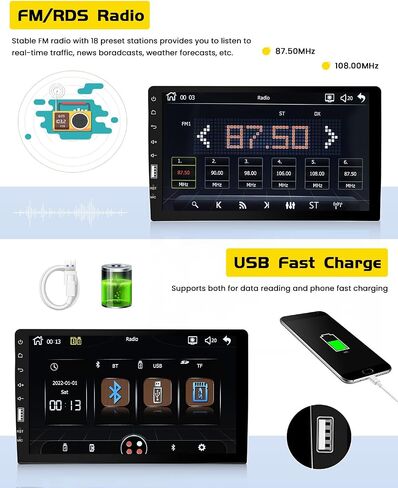 9 Inch Touch Screen Single Din Car Stereo with Apple Carplay Android Auto, Hikity Car Radio Bluetooth Car Audio Support Mirror Link FM AM/USB/EQ Setting + Backup Camera in Saudi Arabia