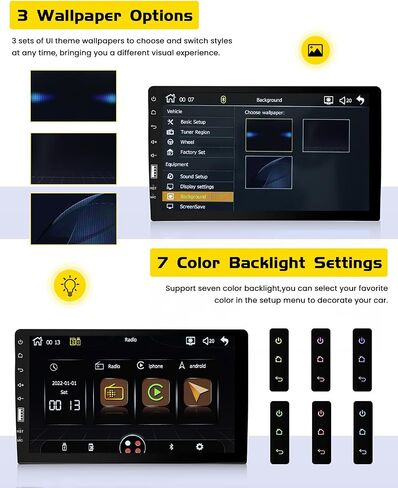 9 Inch Touch Screen Single Din Car Stereo with Apple Carplay Android Auto, Hikity Car Radio Bluetooth Car Audio Support Mirror Link FM AM/USB/EQ Setting + Backup Camera in Saudi Arabia