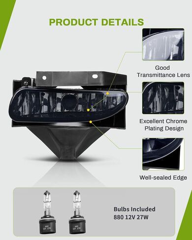 مصابيح الضباب AUTOSAVER88 متوافقة مع Ford Mustang 99-04 1999 2000 2001 2002 2003 2004 استبدال ضوء الضباب، مع مصابيح هالوجين 880 12 فولت 27 وات (عدسة شفافة بنمط OE مع مصابيح) in Saudi Arabia