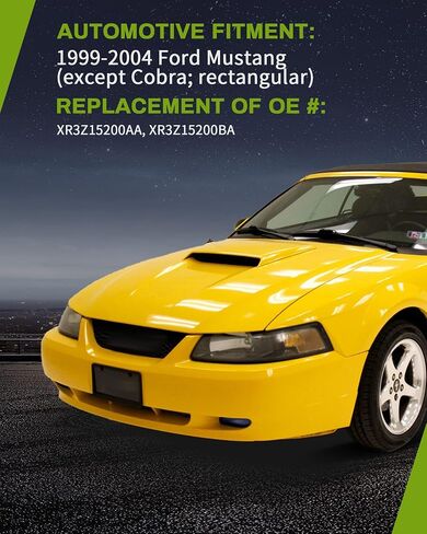 مصابيح الضباب AUTOSAVER88 متوافقة مع Ford Mustang 99-04 1999 2000 2001 2002 2003 2004 استبدال ضوء الضباب، مع مصابيح هالوجين 880 12 فولت 27 وات (عدسة شفافة بنمط OE مع مصابيح) in Saudi Arabia