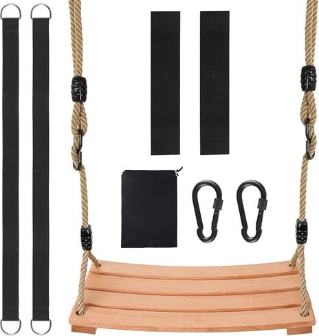 مقعد أرجوحة شجرة خشبي كلاسيكي، أرجوحة شجرة خارجية للبالغين والأطفال، مقعد أرجوحة خشبي بحبل قوي، مقعد أرجوحة داخلي/خارجي للحديقة أو الفناء أو الشرفة الأمامية in Kuwait
