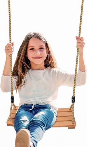 مقعد أرجوحة شجرة خشبي كلاسيكي، أرجوحة شجرة خارجية للبالغين والأطفال، مقعد أرجوحة خشبي بحبل قوي، مقعد أرجوحة داخلي/خارجي للحديقة أو الفناء أو الشرفة الأمامية in Kuwait