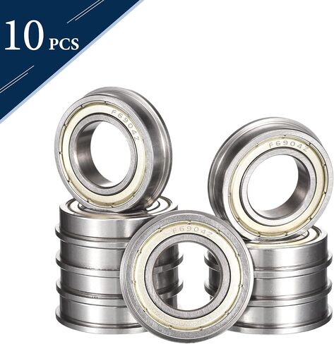 F6904ZZ Flanged Ball Bearing, ID 20mm x OD 37mm x Width 9mm Double Metal Shielded Deep Groove Bearings, Pre-Lubricated (GCr15) Chrome Steel 10pcs in Saudi Arabia