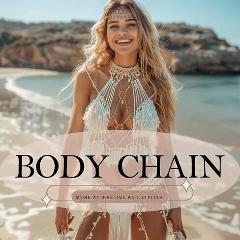 سلسلة خصر مطرزة بألوان قوس قزح من Zoestar Boho، سلسلة بطن من الخرز الملون، سلسلة صيفية للشاطئ، إكسسوارات للجسم للنساء in Kuwait