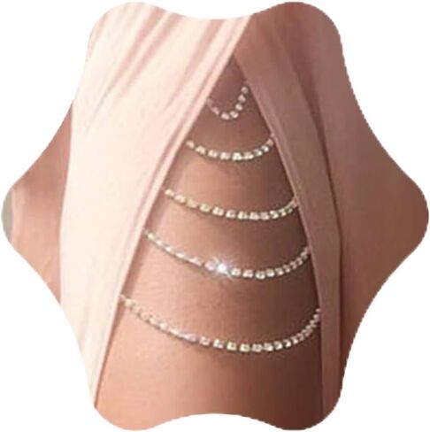 Boho Layered Crystal Leg Chains Silver Trendy Rhinestone Tassel Sexy Body Chain Beach Rave Party Jewelry Accessories Gifts for Women Girls in Saudi Arabia