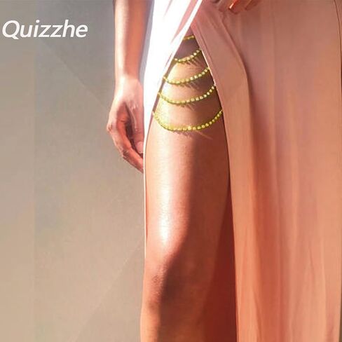 Boho Layered Crystal Leg Chains Silver Trendy Rhinestone Tassel Sexy Body Chain Beach Rave Party Jewelry Accessories Gifts for Women Girls in Saudi Arabia