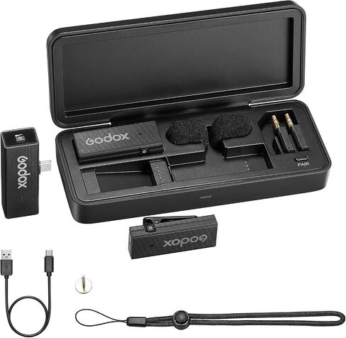 GODOX MoveLink Mini UC Kit2 Wireless Microphone System, 100m(328ft.) Range, 6H Battery Life Lavalier Mic with Portable Charging Case for Android/DSLR Cameras Vlogging, TikTok, Interviewing in Saudi Arabia