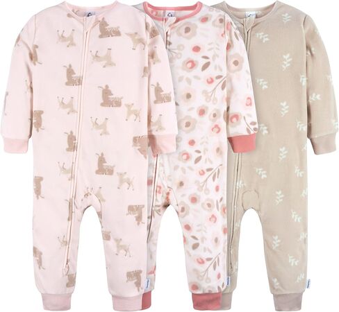 Gerber Baby & Toddler Girls Loose Fit Fleece Footless Pajamas 3-Pack in Kuwait