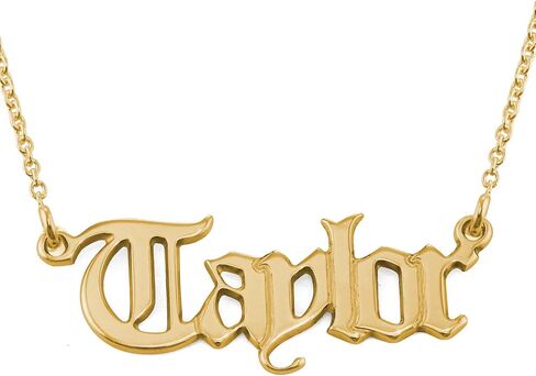 MYKA - Retro Personalized Old English Font Name Necklace In 925 Sterling Silver, 18K Gold & Rose Gold Plated - Custom Jewelry Nameplate - Dainty Christmas, Mother's Day, Xmas, Birthday Jewelry Gift For Mom, Mother, Her, Women in Kuwait