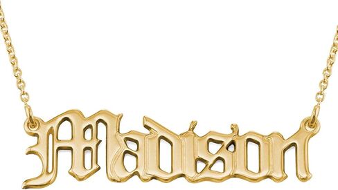 MYKA - Retro Personalized Old English Font Name Necklace In 925 Sterling Silver, 18K Gold & Rose Gold Plated - Custom Jewelry Nameplate - Dainty Christmas, Mother's Day, Xmas, Birthday Jewelry Gift For Mom, Mother, Her, Women in Kuwait