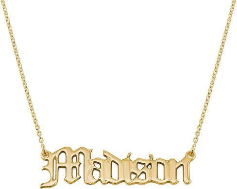 MYKA - Retro Personalized Old English Font Name Necklace In 925 Sterling Silver, 18K Gold & Rose Gold Plated - Custom Jewelry Nameplate - Dainty Christmas, Mother's Day, Xmas, Birthday Jewelry Gift For Mom, Mother, Her, Women in Kuwait