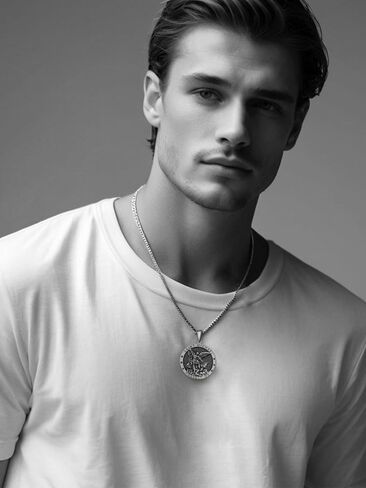 Saint Necklace 925 Sterling Silver St Michael Pendant for Men Women Patron Archangel Michael Necklace Saint Religious Amulet Medal Jewelry with 2.5mm 22"+2" Stainless Steel Chain in Saudi Arabia