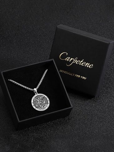 Saint Necklace 925 Sterling Silver St Michael Pendant for Men Women Patron Archangel Michael Necklace Saint Religious Amulet Medal Jewelry with 2.5mm 22"+2" Stainless Steel Chain in Saudi Arabia