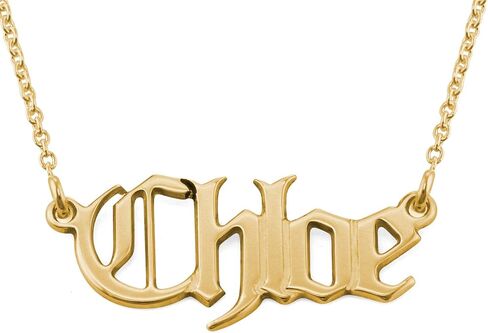MYKA - Retro Personalized Old English Font Name Necklace In 925 Sterling Silver, 18K Gold & Rose Gold Plated - Custom Jewelry Nameplate - Dainty Christmas, Mother's Day, Xmas, Birthday Jewelry Gift For Mom, Mother, Her, Women in Kuwait