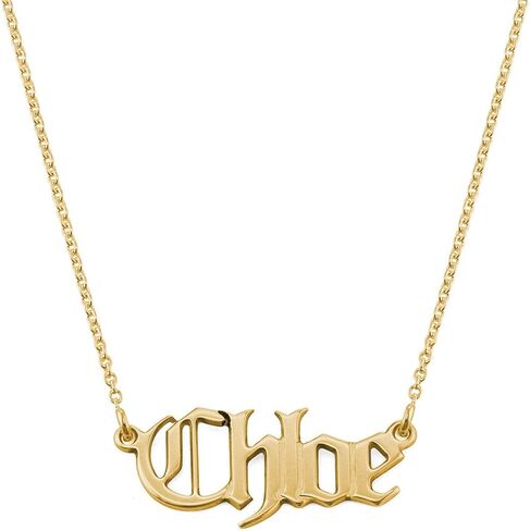 MYKA - Retro Personalized Old English Font Name Necklace In 925 Sterling Silver, 18K Gold & Rose Gold Plated - Custom Jewelry Nameplate - Dainty Christmas, Mother's Day, Xmas, Birthday Jewelry Gift For Mom, Mother, Her, Women in Kuwait