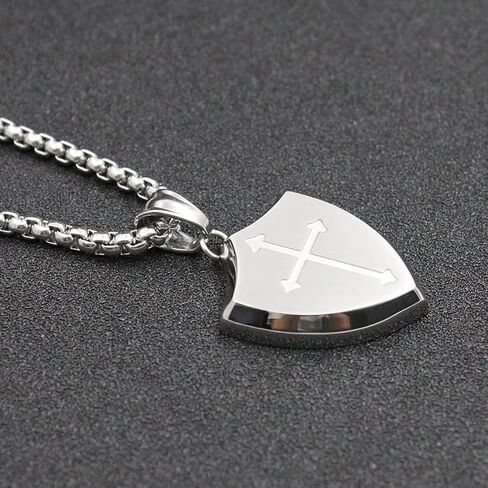 Lemu Mens Cross Necklace Shield Armor of God Pendant with Bible Verse Joshua 1:9 Stainless Steel in Saudi Arabia