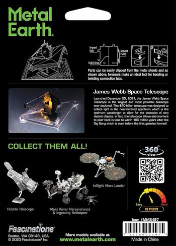مجموعة نماذج معدنية ثلاثية الأبعاد من Fascinations Metal Earth James Webb Space Telescope مع ملاقط in Saudi Arabia