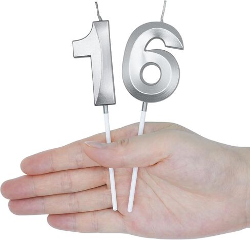 Champagne Gold 16th & 61st Birthday Candles for Cakes, Number 16 61 Candle Cake Cupcake Topper for Birthday Anniversary Party Decoration in Saudi Arabia