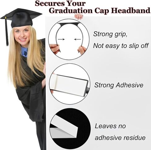 Graduation Cap Headband, 4 Pack Grad Cap Headband, Cap Headband Insert Secures Your Graduation Cap and Hairstyle, Upgrade Inside Graduation Cap Headband (Not Including the Grad Hat) in Kuwait