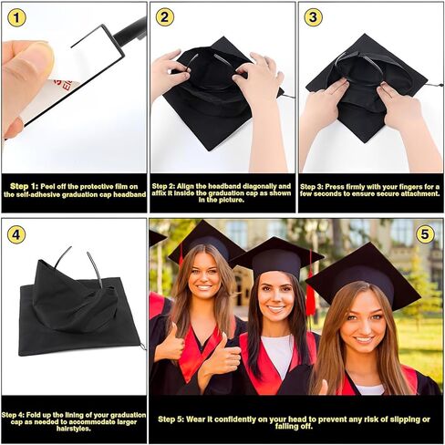 Graduation Cap Headband, 4 Pack Grad Cap Headband, Cap Headband Insert Secures Your Graduation Cap and Hairstyle, Upgrade Inside Graduation Cap Headband (Not Including the Grad Hat) in Kuwait