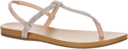 XAPPEAL Kali - Women's Open Toe Rhinestone T-Strap Slingback Flat Sandals in Kuwait