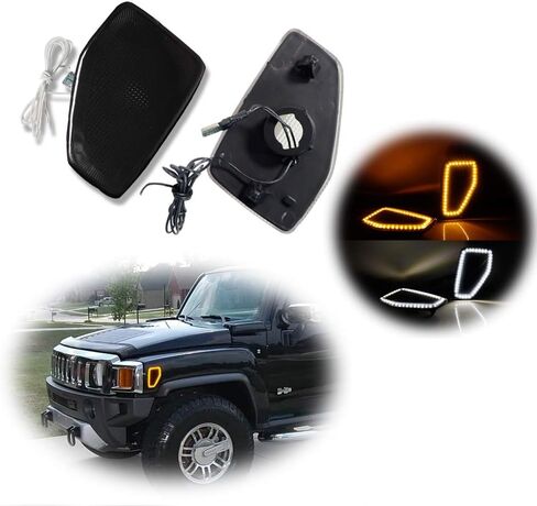 Carbon Fiber Effect Front Fender Side Marker Halogen Light Covers Guard Trims For 2006-2010 HUMMER H3 in Saudi Arabia