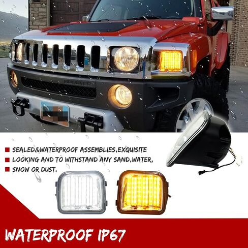 Carbon Fiber Effect Front Fender Side Marker Halogen Light Covers Guard Trims For 2006-2010 HUMMER H3 in Saudi Arabia