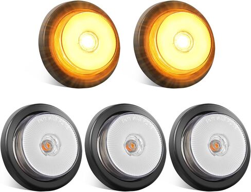 Partsam 5 قطع 2.5 بوصة كهرمان مستدير 13 شاحنة مقطورة LED مصابيح إزالة العلامات الجانبية مع عاكسات، مقاومة للماء IP67، تتضمن أسلاك التوصيل المصنوعة وحلقات مطاطية in Saudi Arabia