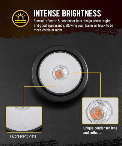 Partsam 5 قطع 2.5 بوصة كهرمان مستدير 13 شاحنة مقطورة LED مصابيح إزالة العلامات الجانبية مع عاكسات، مقاومة للماء IP67، تتضمن أسلاك التوصيل المصنوعة وحلقات مطاطية in Saudi Arabia