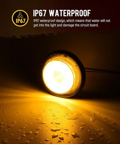 Partsam 5 قطع 2.5 بوصة كهرمان مستدير 13 شاحنة مقطورة LED مصابيح إزالة العلامات الجانبية مع عاكسات، مقاومة للماء IP67، تتضمن أسلاك التوصيل المصنوعة وحلقات مطاطية in Saudi Arabia